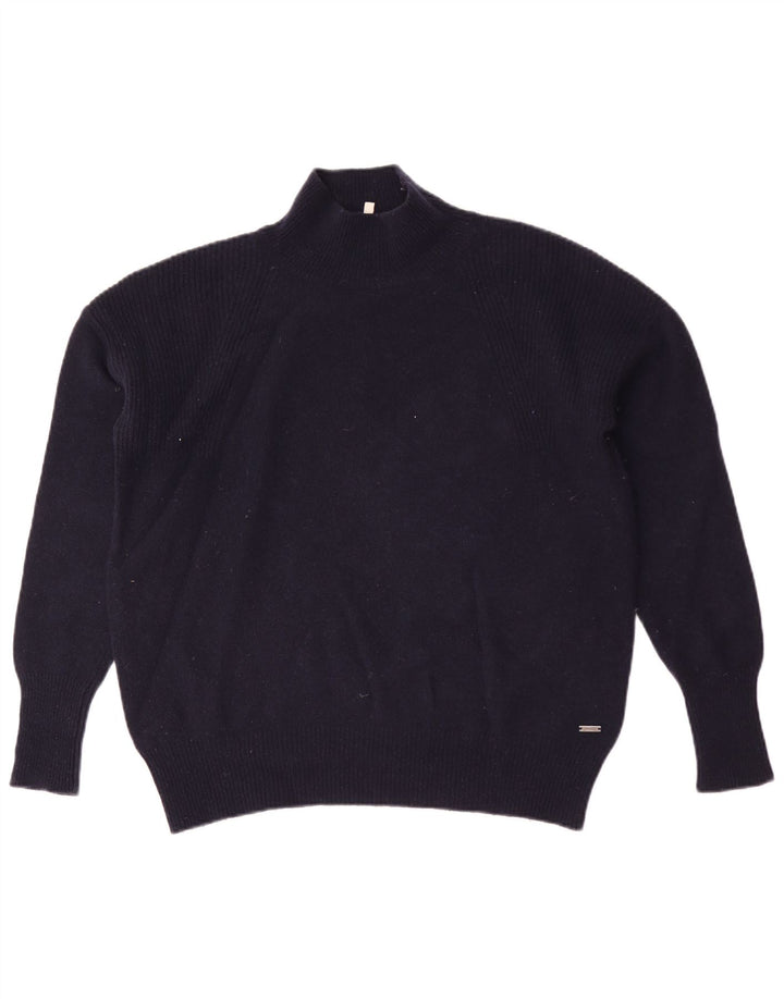 Joules Pull col roulé pour femme UK 12 en laine bleu marine moyen