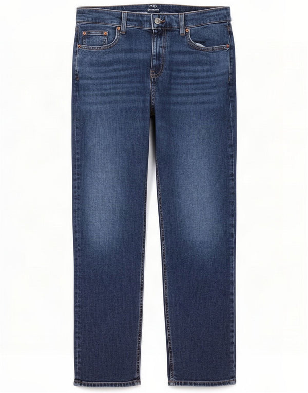 Marks & Spencer Jean fuselé pour femme UK 14 Large W36 L28 Bleu marine