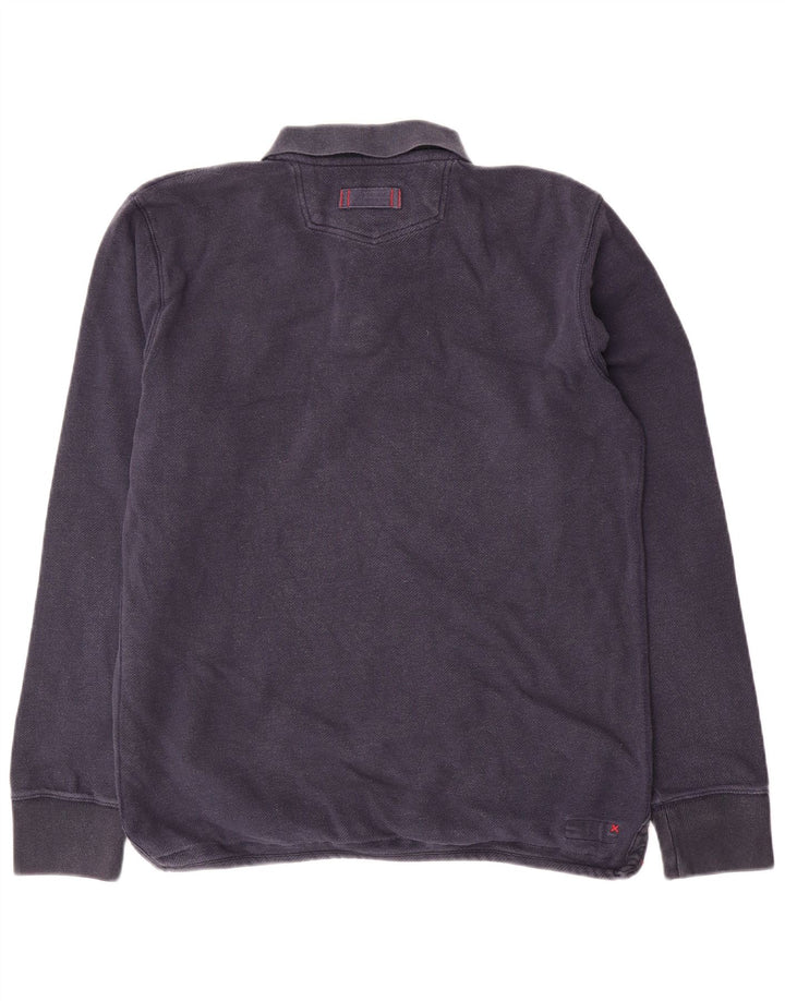 Fat Face Polo à Manches Longues Homme Bleu Marine Moyen Coton