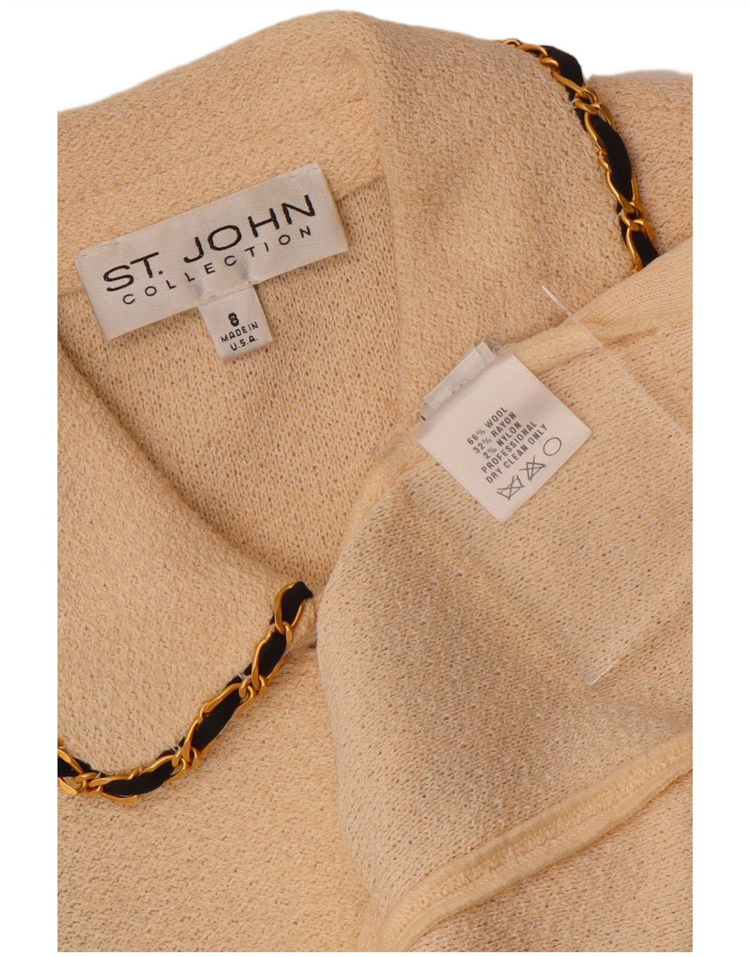 VINTAGE Femme 3/4 Manches Cardigan Pull US 8 Moyen Off White Wool