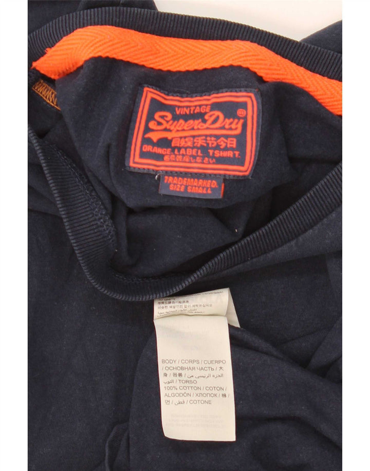 Superdry Homme T-Shirt Top Petit Bleu Marine Coton