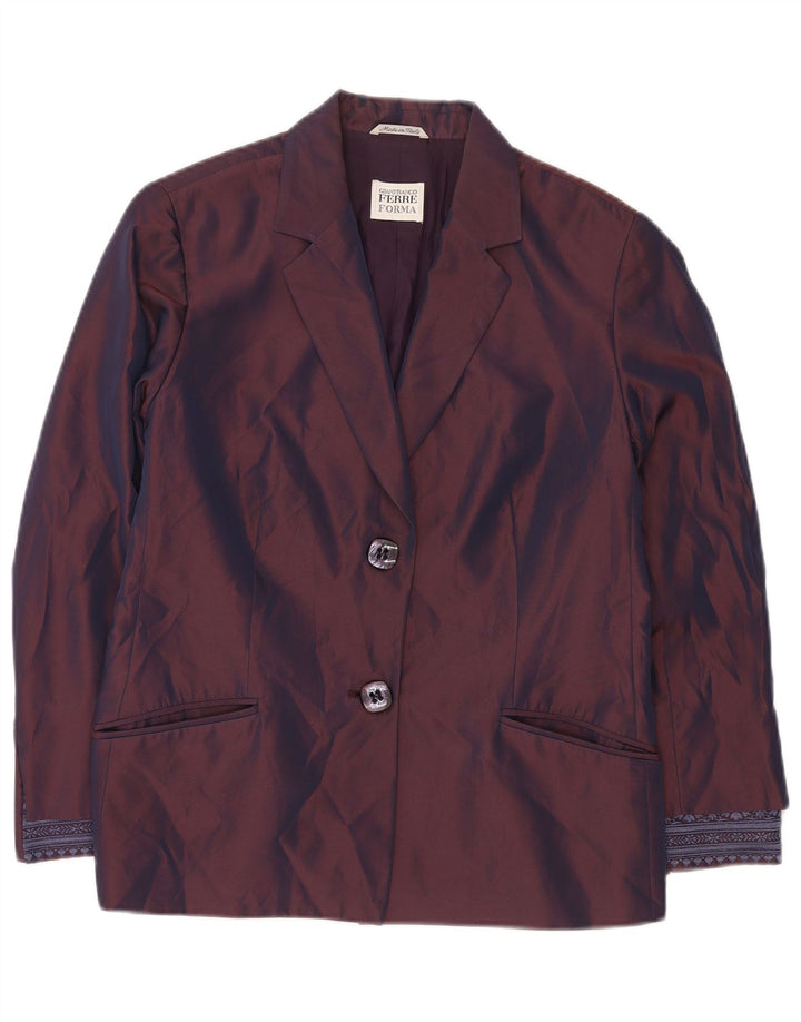 GIANFRANCO FERRE Veste Blazer 2 Boutons Femme UK 16 Grand Violet Floral