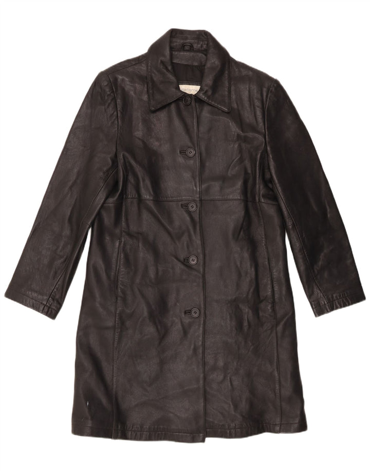 Liz Claiborne Manteau en cuir pour femme UK 16 Grand cuir noir