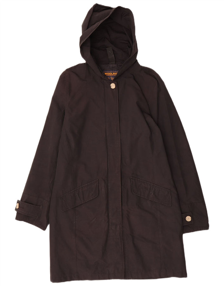Woolrich Manteau à capuche pour femme UK 16 Large Noir Coton