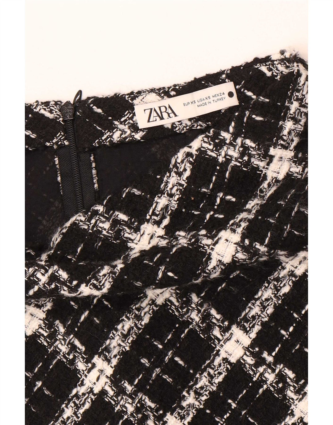 Zara Femme Mini Jupe XS W24 Carreau Noir