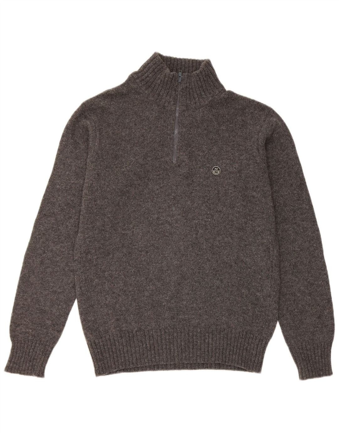 North Sails Pull à col zippé pour homme Large Gris Moucheté