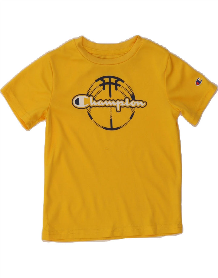 CHAMPION Boys Graphic T-Shirt Top 3-4 Years Yellow Polyester Vintage Champion and Second-Hand Champion from Messina Hembry 