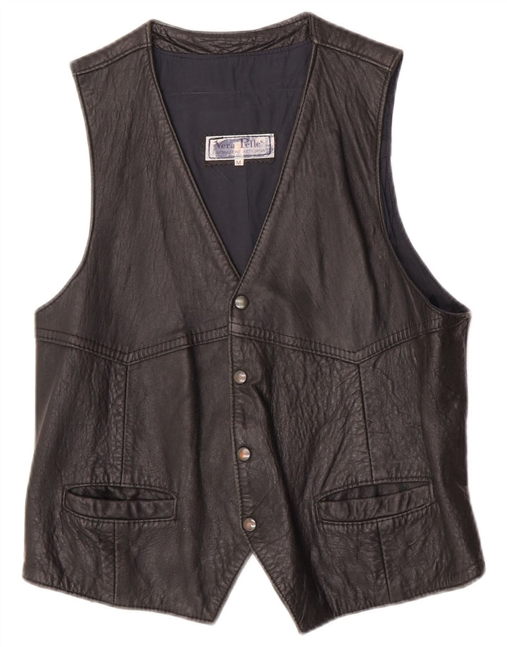 gilet en cuir homme vintage cuir noir moyen