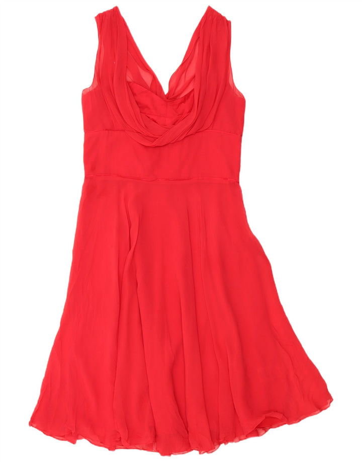 Ted Baker Robe trapèze sans manches pour femme Taille 4 Grande soie rouge