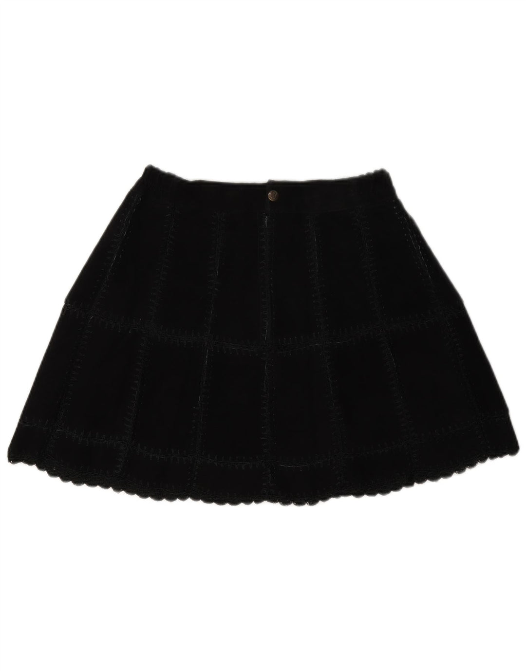 vintage Femmes Daim Mini Jupe W28 Moyen Noir Plaid