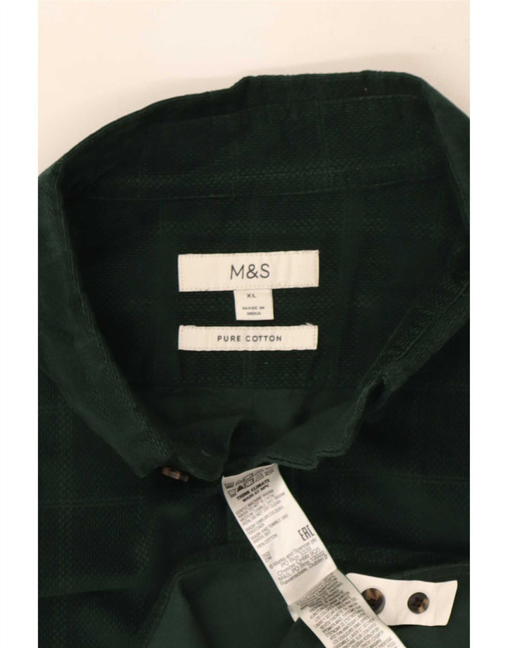 Marks & Spencer Chemise Homme XL Vert Carreaux Coton