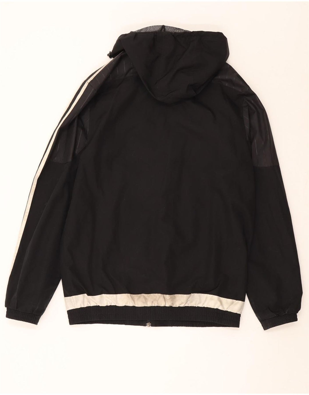 ADIDAS Veste de pluie à capuche pour homme UK 38 Medium Noir Colourblock Polyester