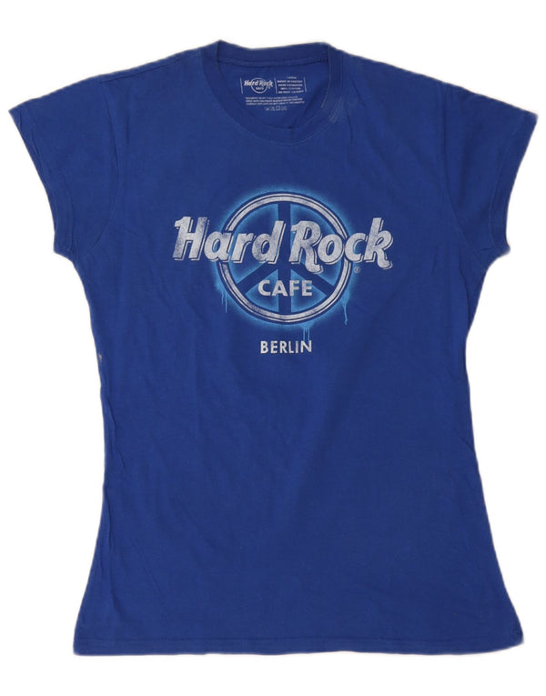 Hard Rock Cafe Berlin Graphic T-Shirt Top UK 14 Grand Coton Bleu