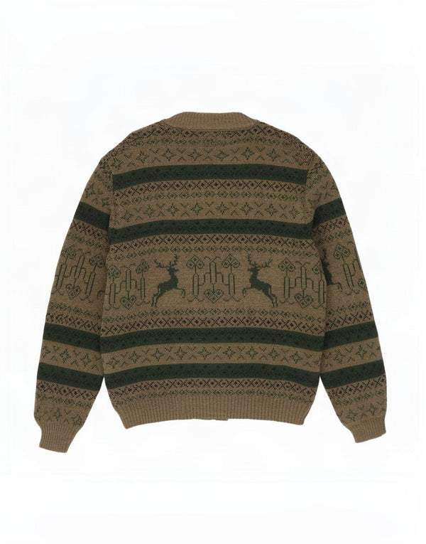 St. Peter Trachten Pull Cardigan Homme Kaki Moyen Fair Isle Acrylique