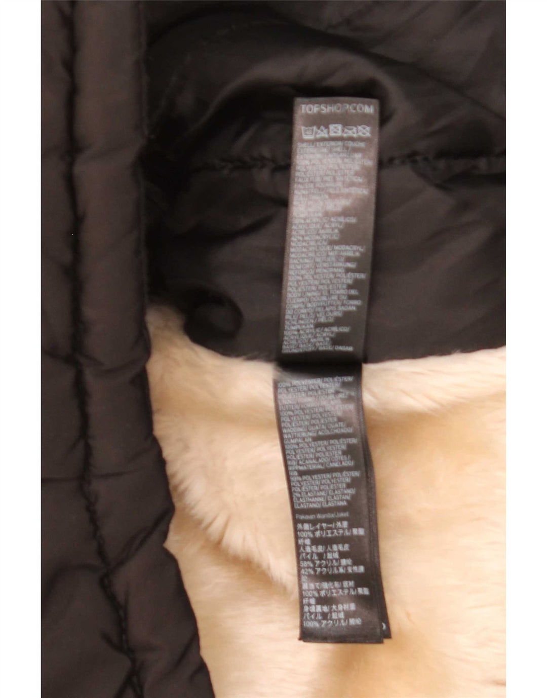 Topshop Veste matelassée surdimensionnée à capuche pour femme UK 8 Small Noir Polyester