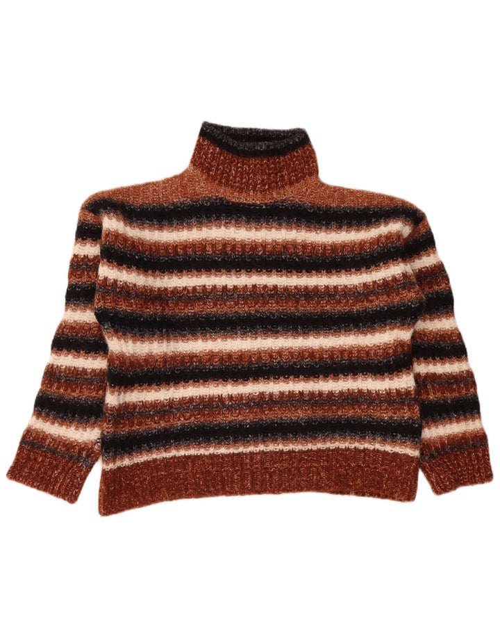 Massimo Dutti Pull court à col roulé pour femme UK 14 Marron moyen