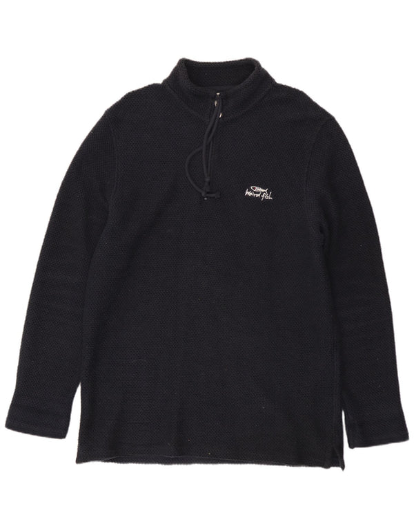 Weird Fish Sweat-shirt à col zippé pour homme en coton bleu marine Taille L