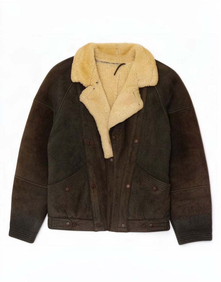veste en peau de mouton vintage pour hommes IT 50 Grand Noir