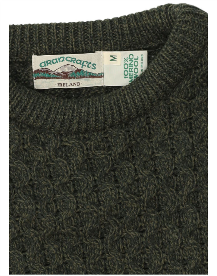 Aran Crafts Pull col bateau pour homme en laine mérinos vert moyen