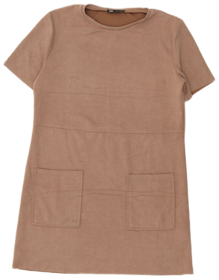 Zara Robe droite pour femme UK 44 Polyester beige moyen