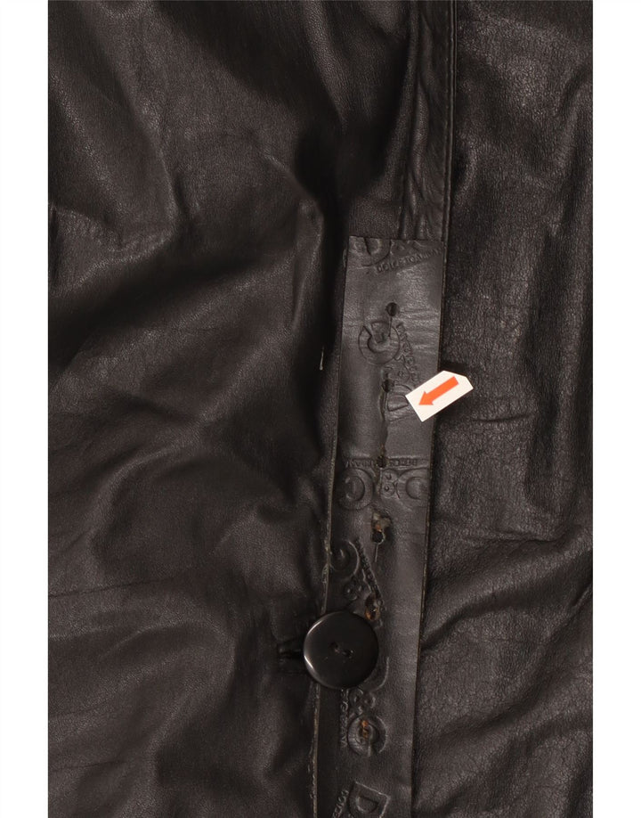 Veste en cuir surdimensionnée femme vintage UK 18 XL Cuir Noir