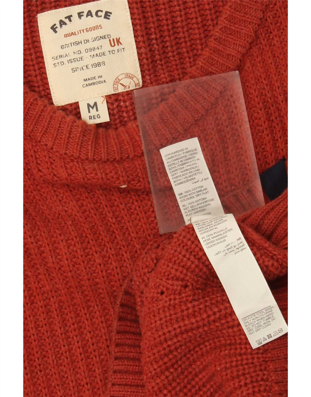 Fat Face Pull Col Bateau Homme Rouge Moyen Coton