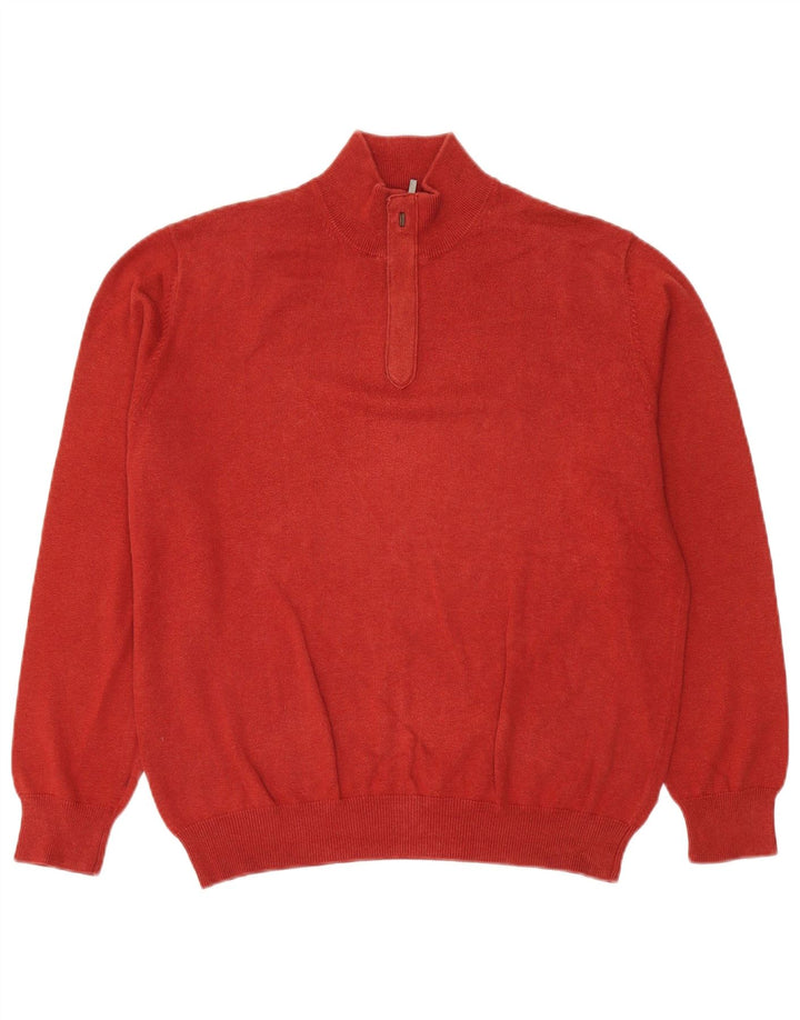 MASSIMO DUTTI Pull col zippé homme grand rouge coton