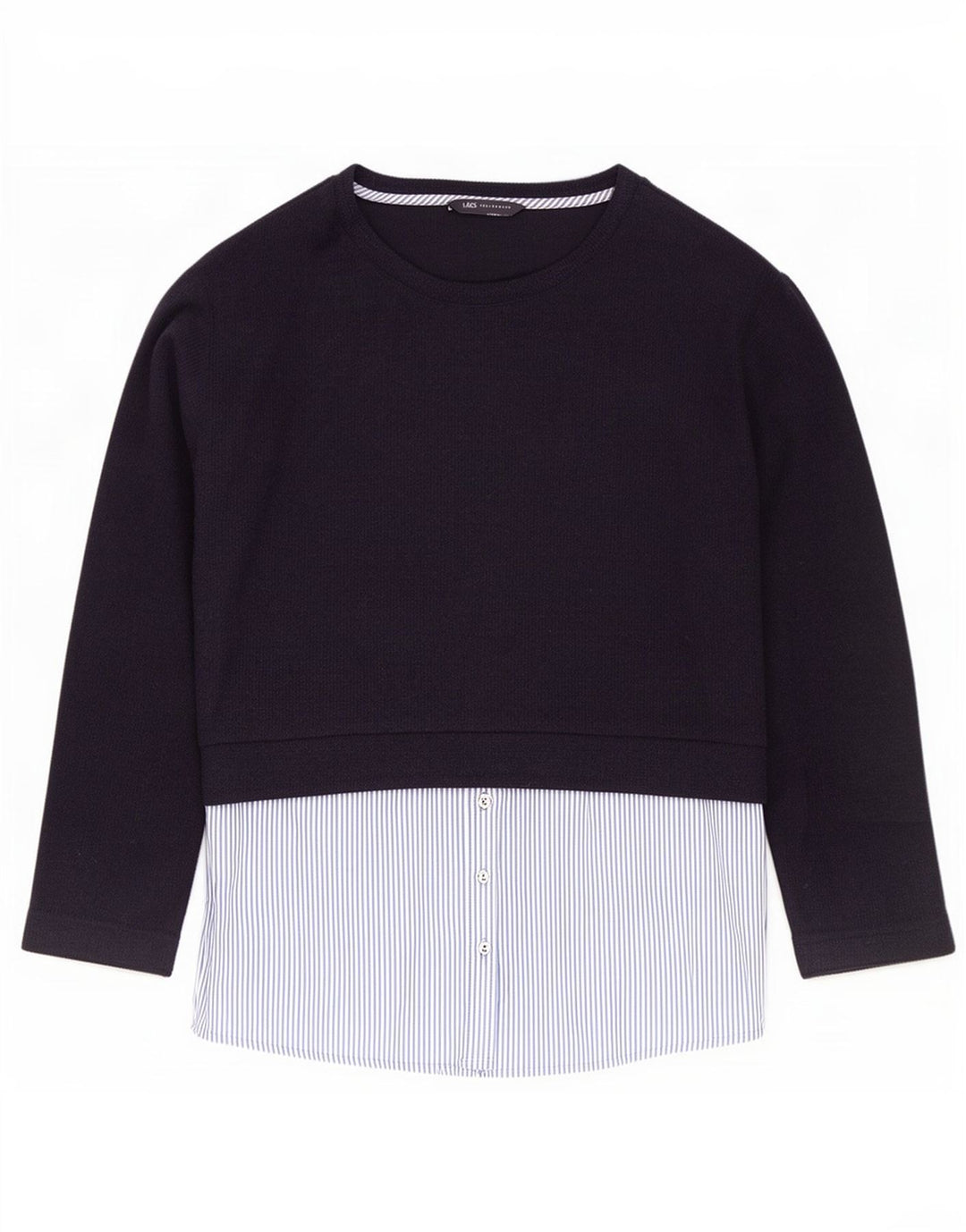 Marks & Spencer Haut à manches longues pour femme UK 44 Large Bleu marine Colourblock