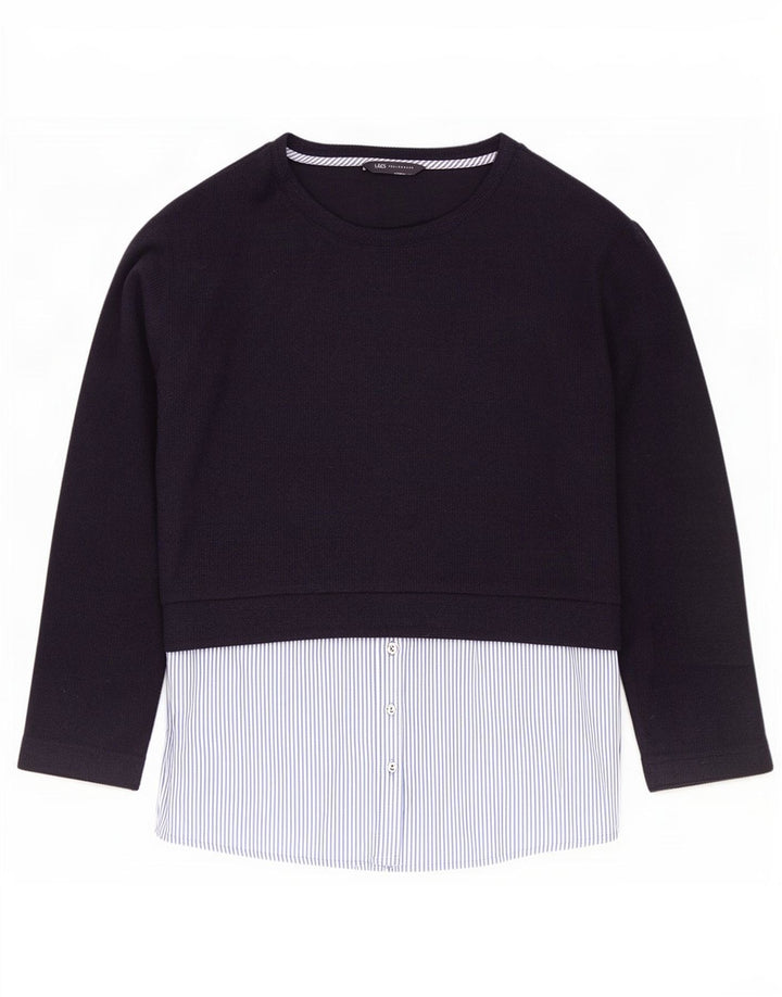 Marks & Spencer Haut à manches longues pour femme UK 44 Large Bleu marine Colourblock