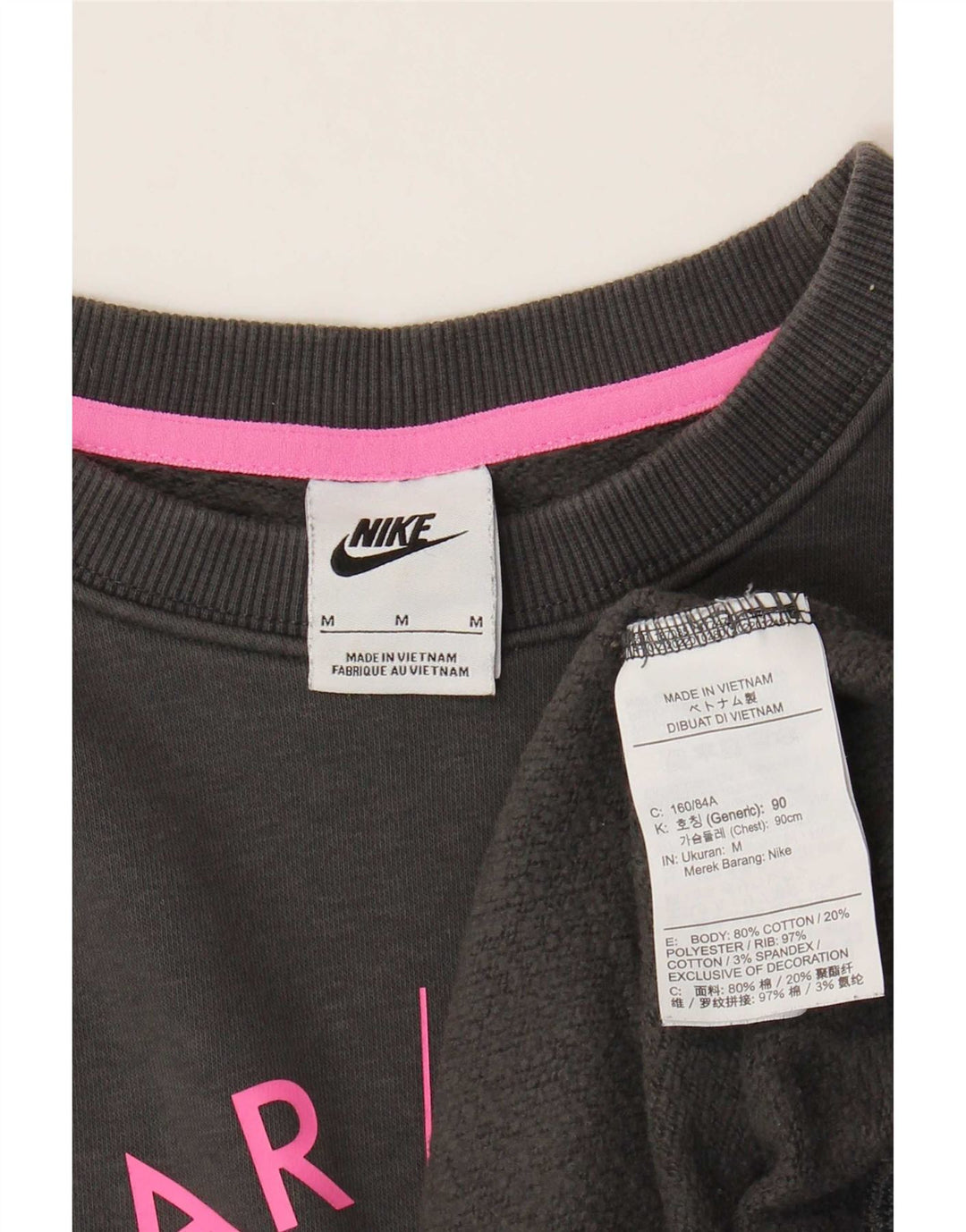 Nike Sweat-shirt surdimensionné graphique pour femme UK 14 Gris moyen en coton