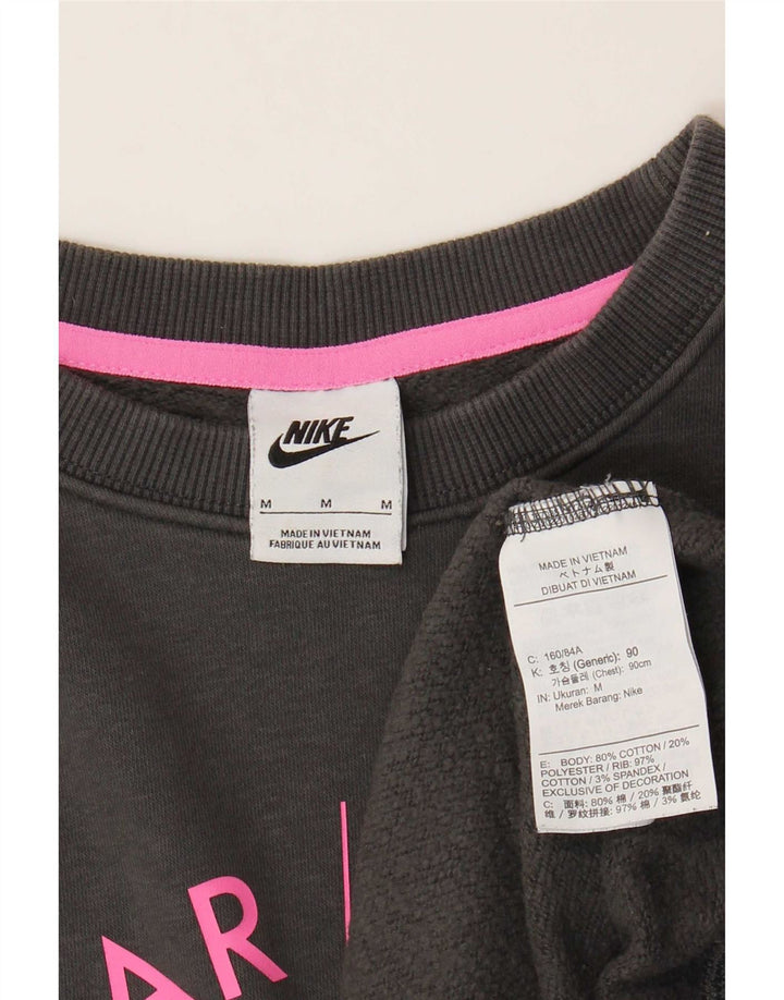 Nike Sweat-shirt surdimensionné graphique pour femme UK 14 Gris moyen en coton