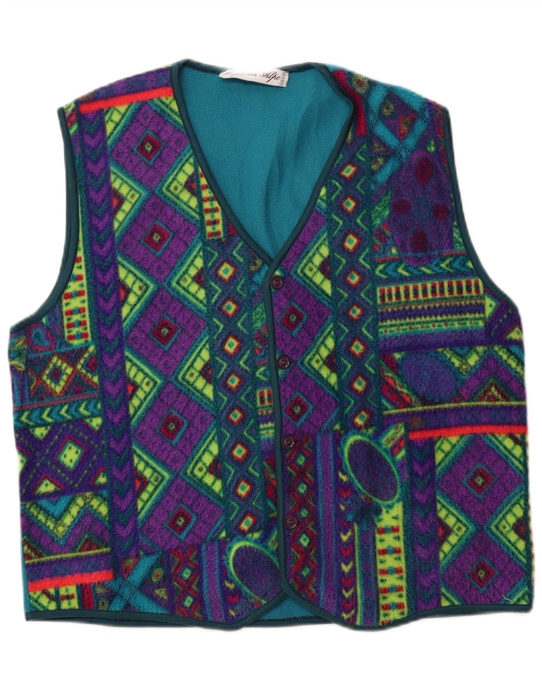VINTAGE Gilet polaire homme UK 42 XL Géométrique multicolore