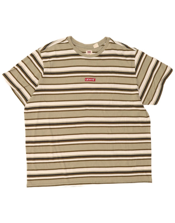 Levi's T-Shirt Graphique Top XL Homme Kaki Rayé Coton