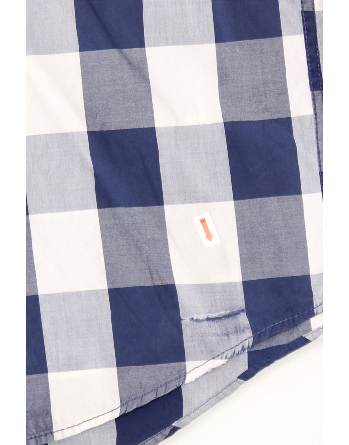 TOMMY HILFIGER Mens trim fit Short Sleeve Pullover Shirt Large Blue Check Vintage Tommy Hilfiger and Second-Hand Tommy Hilfiger from Messina Hembry 