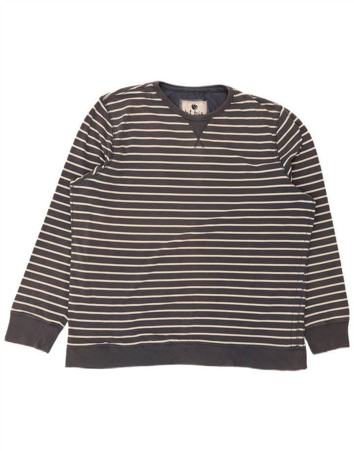 Fat Face Sweat-shirt pour homme en coton rayé gris 2XL