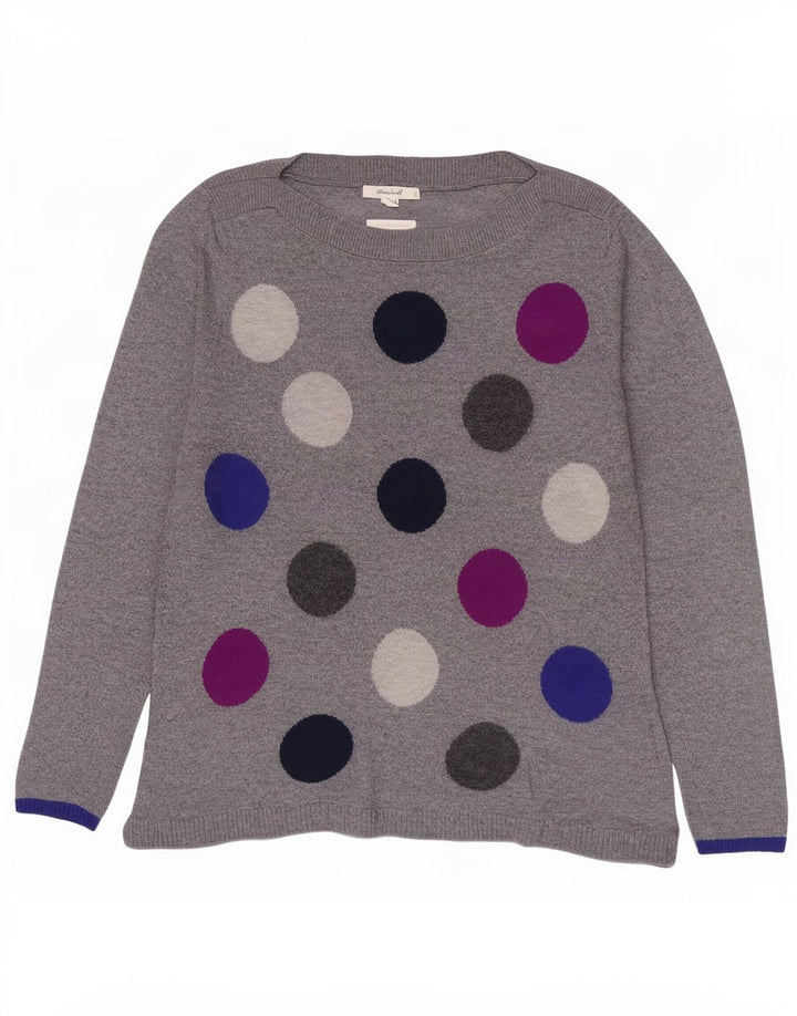 White Stuff Pull à col bateau pour femme UK 10 Petit Gris Géométrique