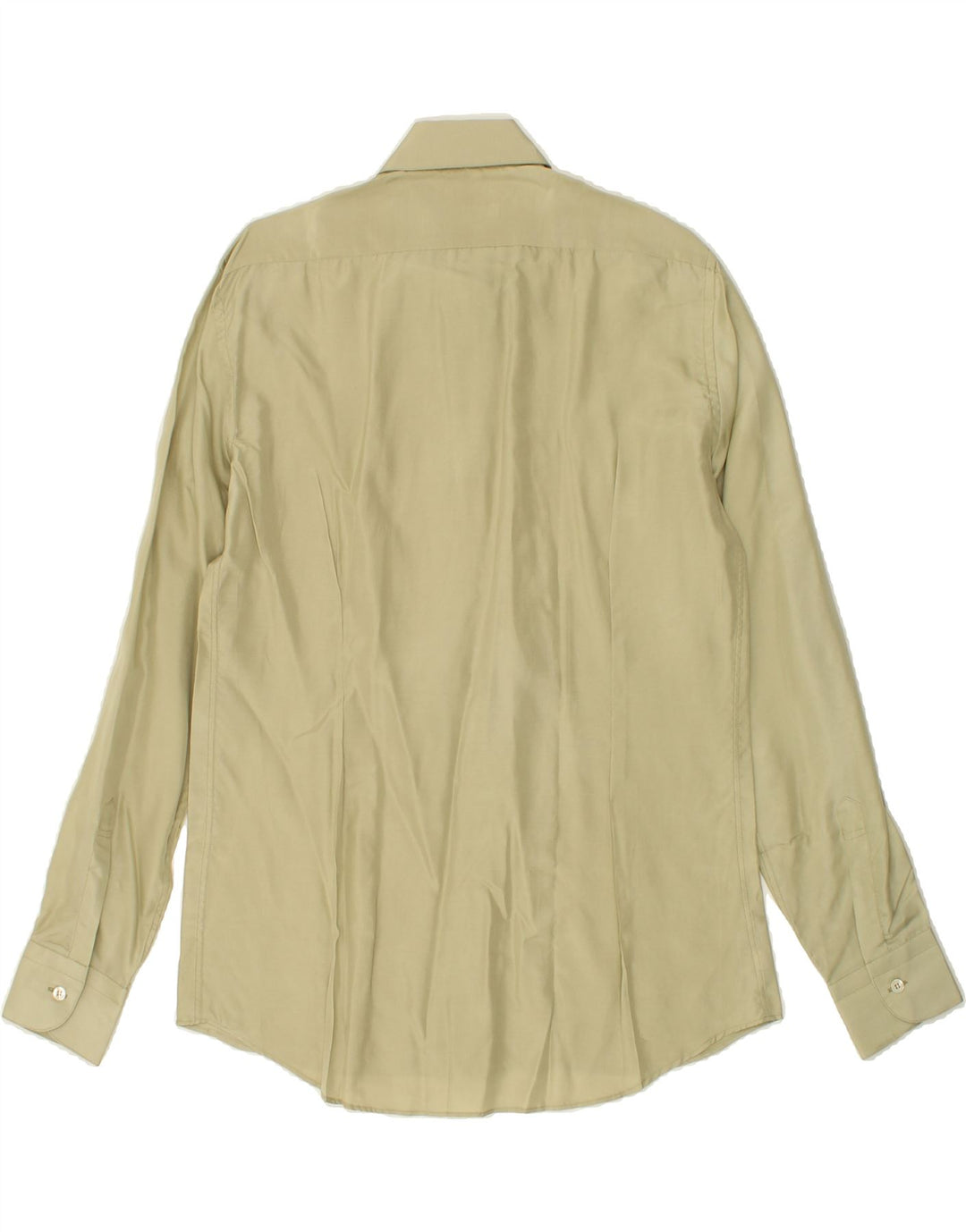 VINTAGE Chemise Homme Taille 16 41 Grande Soie Kaki