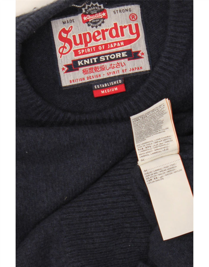 SUPERDRY Pull col rond homme en laine bleu marine moyen