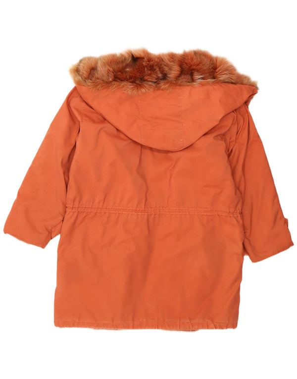 vintage Femmes À Capuchon Loose Fit Coupe-Vent Manteau UK 14 Grand Orange
