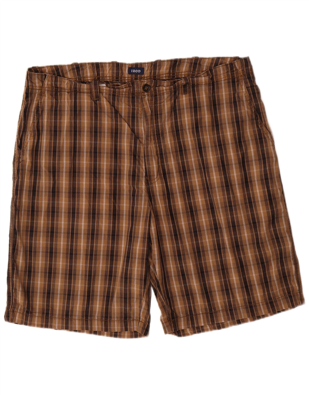 IZOD Short Chino Homme W40 XL Marron Carreaux Coton