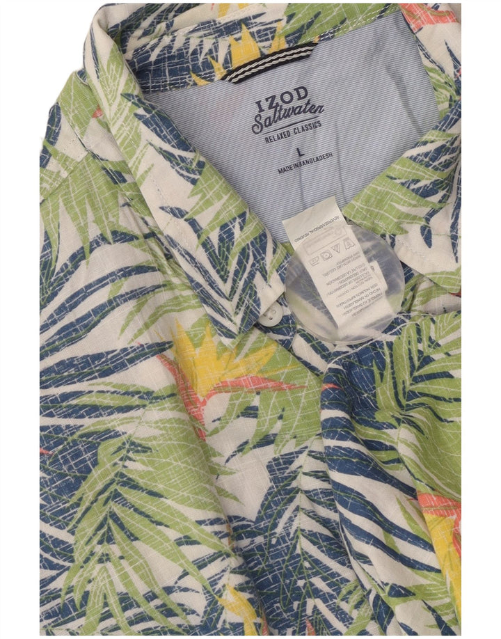Izod Chemise à manches courtes pour homme Salt Water en coton floral multicolore