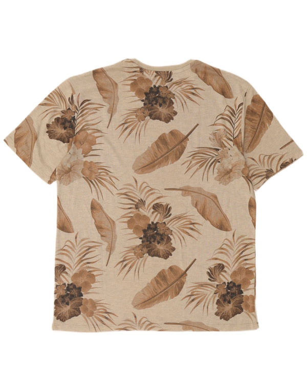 Zara Homme Graphic T-Shirt Top XL Beige Floral Polyester
