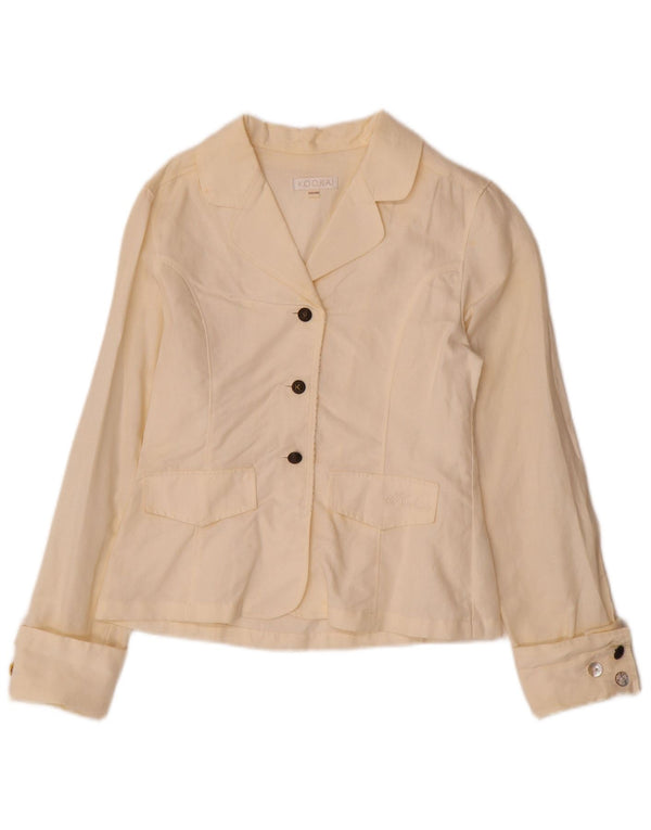 Kookai Veste blazer à 3 boutons pour fille 11-12 ans en lin blanc cassé