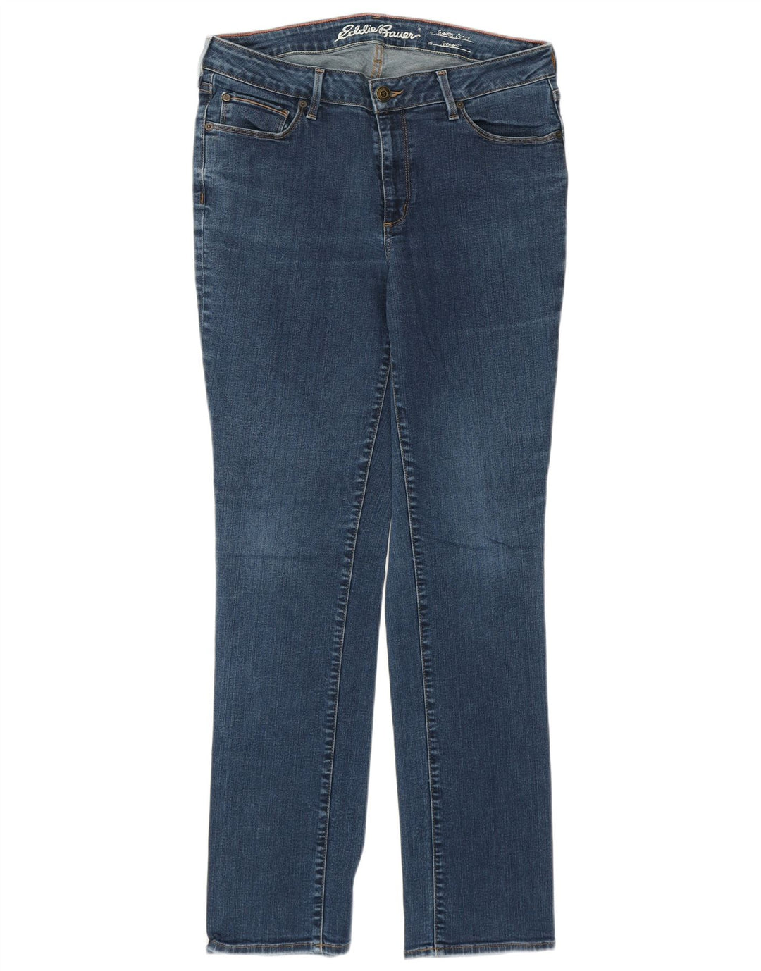 Eddie Bauer Jean droit légèrement courbé pour femme US 12 Large W32 L30 Bleu
