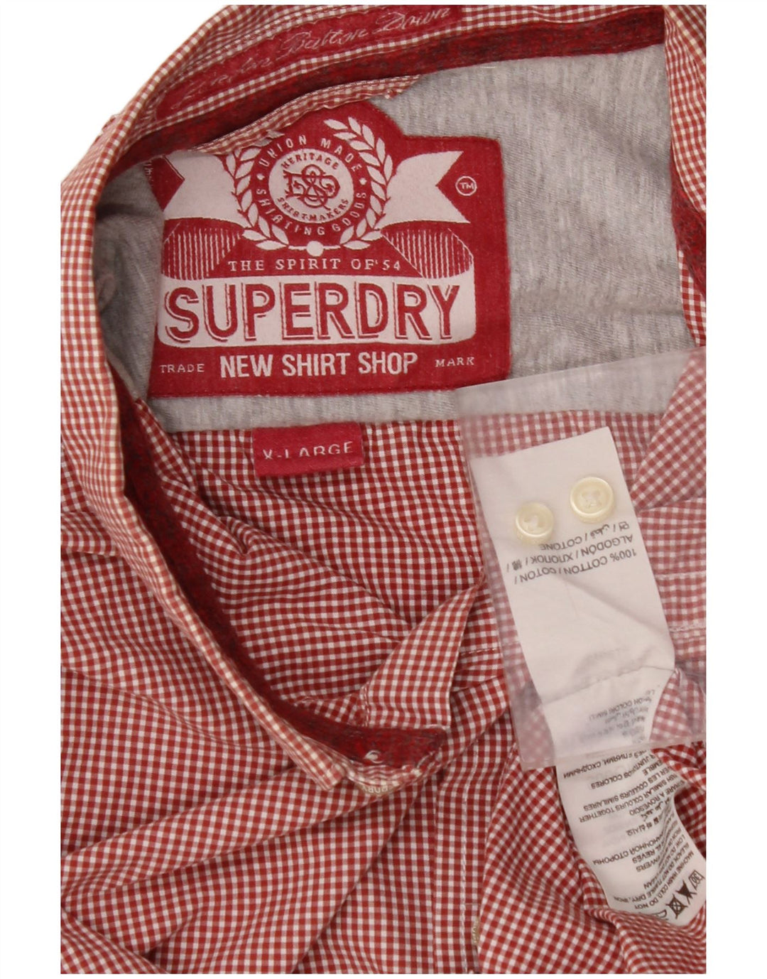 SUPERDRY Chemise Homme XL Rouge Vichy Coton