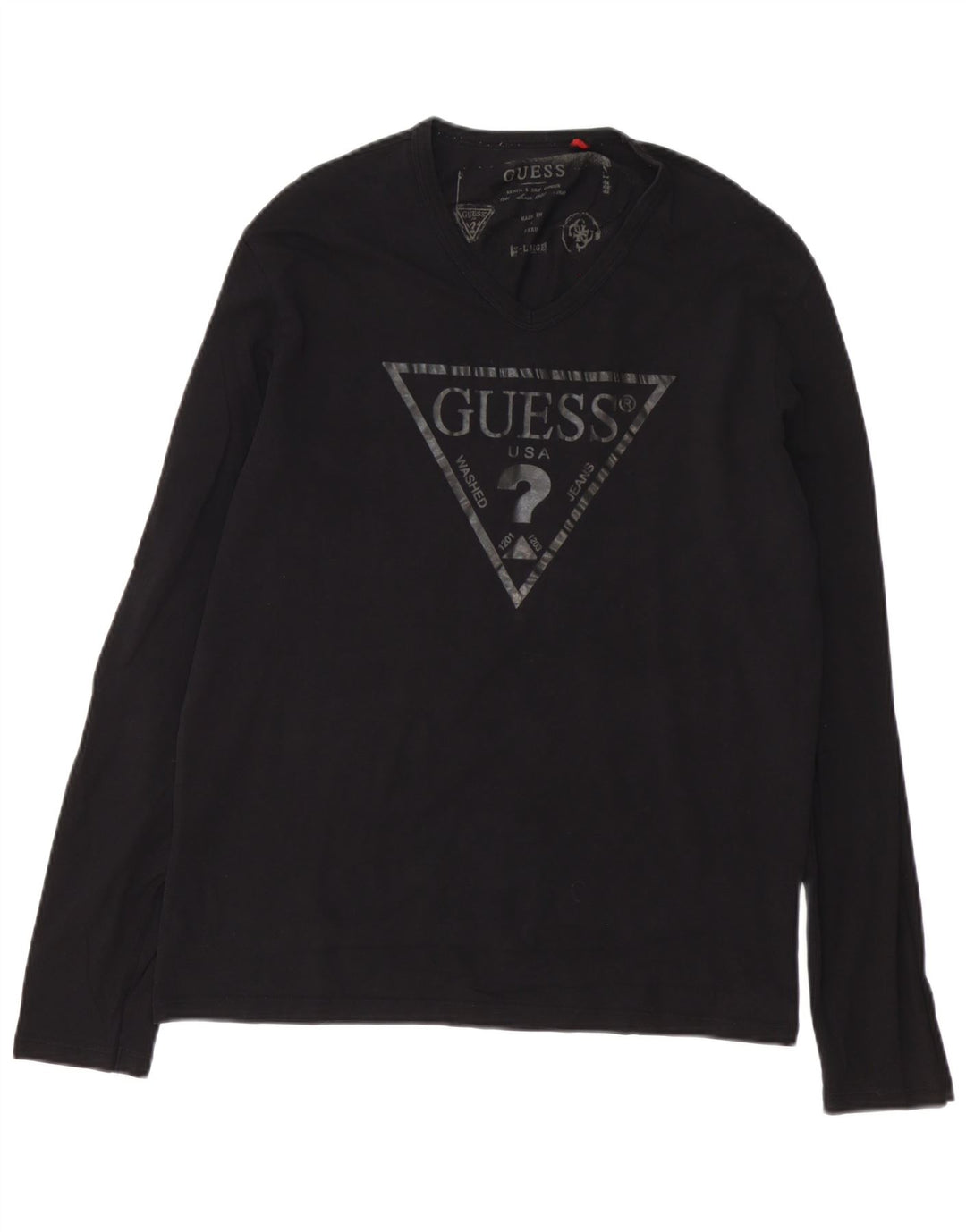 Guess Haut Graphique Homme Manches Longues XL Noir Coton