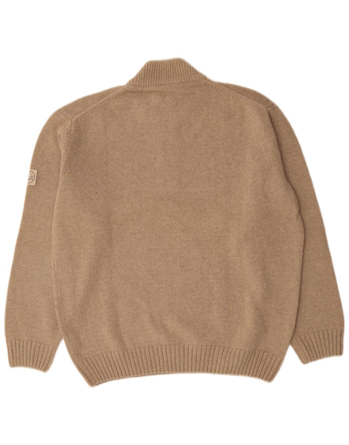 Murphy & Nye Pull à col zippé pour homme en laine beige 2XL