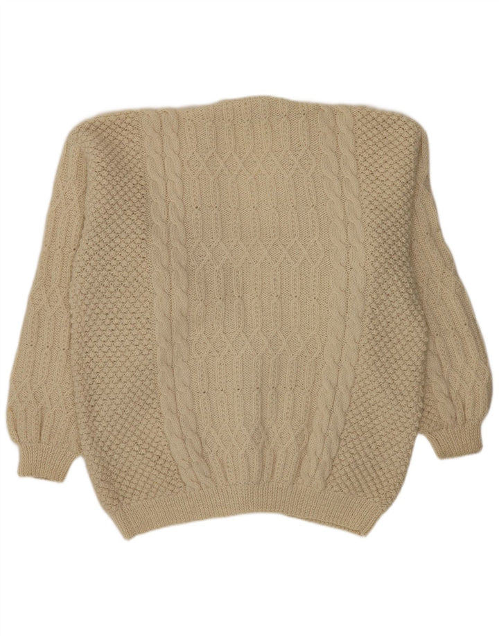 Pull Cardigan Vintage Homme XL Blanc Cassé