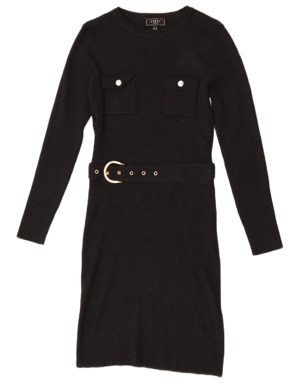 Lipsy Robe pull militaire pour femme UK 10 Small Noir Polyamide