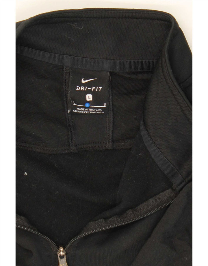 Nike Hommes Dri Fit Zip Neck Pull Survêtement Haut Large Noir Polyester